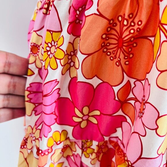 Alexia Admor Wildflowers Halter Dress Size 14 100% Cotton 70s BOHO Ruffle Hem - Picture 4 of 14